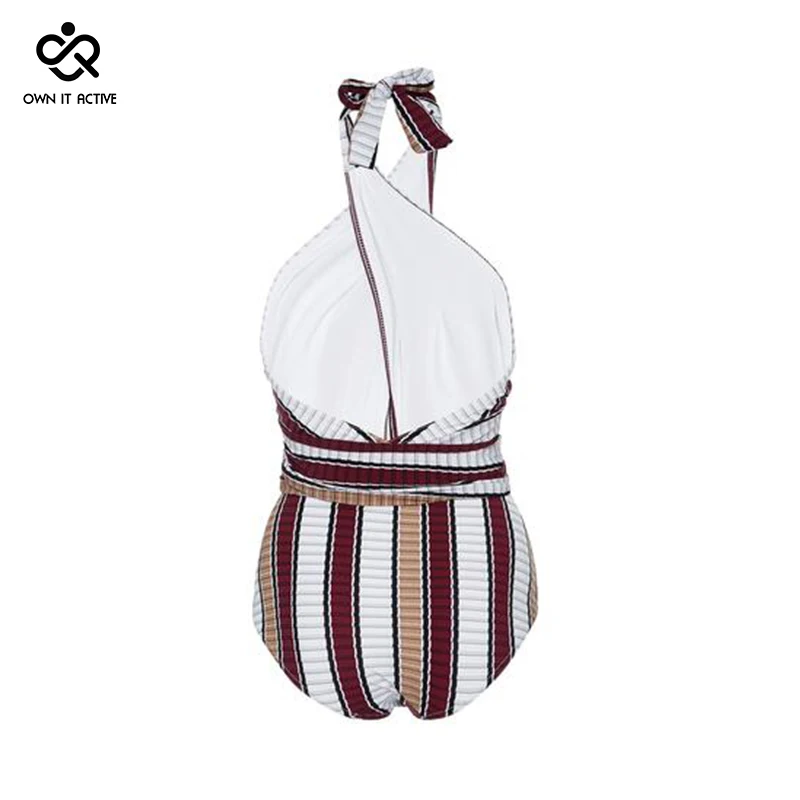 

High Waist Bathing Suits Beachwear Stripe Swim Wear Monokini 2019 New One Piece Swimsuit Women Hawaii Swimwear Retro Y102