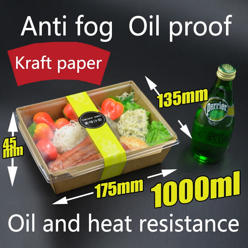 50 шт. Подарочная коробка из крафт бумаги с прозрачными крышками|sandwich lunch box|salad