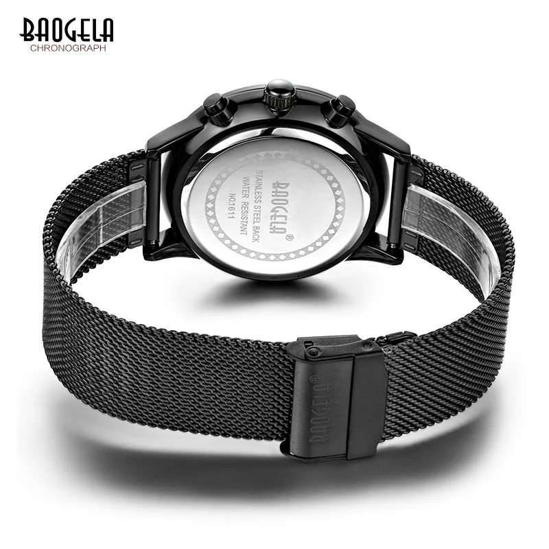 BAOGELA бизнес часы для мужчин ультра тонкий стиль наручные браслет из нержавеющей