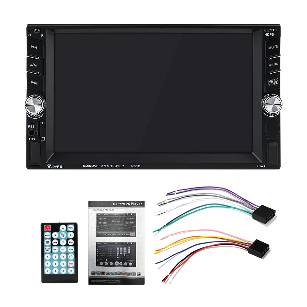 7651D Car Radio Auto radio 2 Din Touch Screen Multimedia Player Bluetooth Mirror Link Rear View Camera With Ratate Spin button | Автомобили