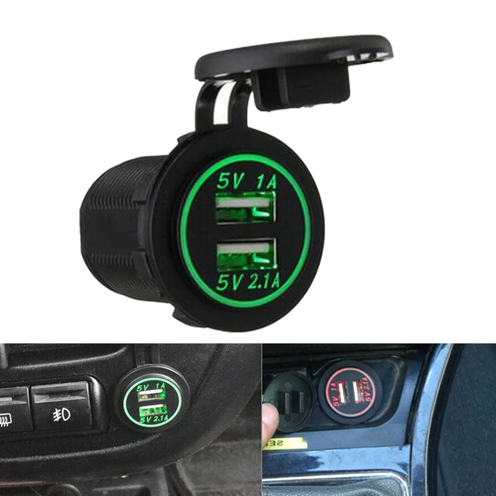 Автомобильное зарядное устройство с USB разъемом 12 24 В 2 порта 1 а/1 А|Адаптер