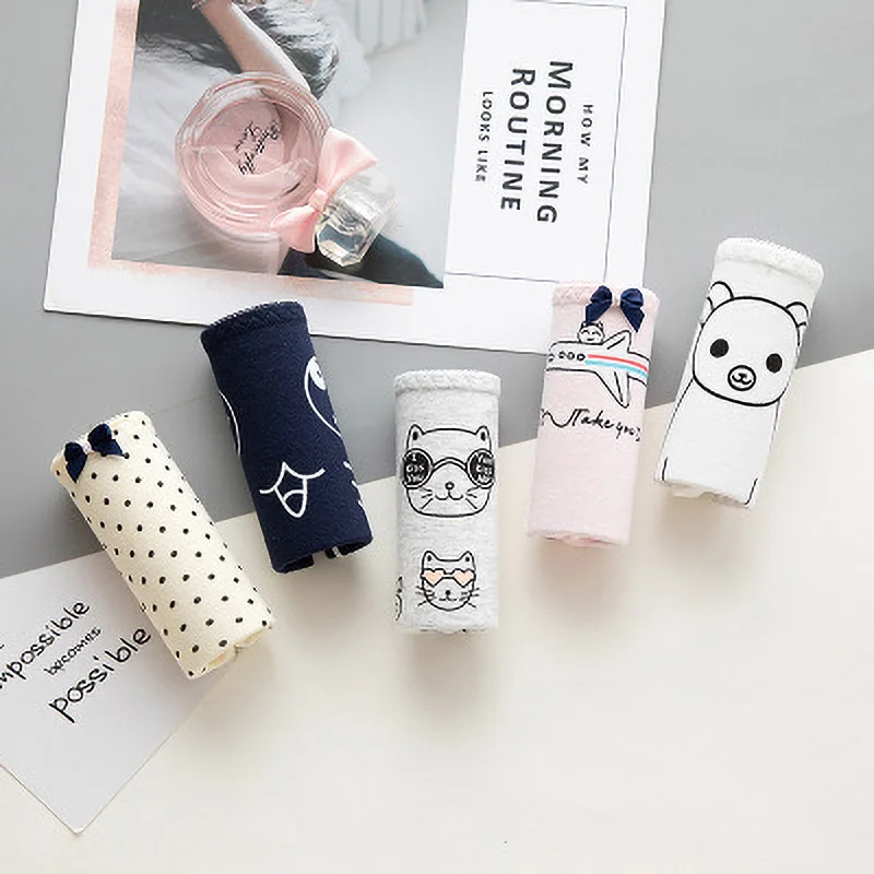 Без подарочной коробки 5 шт./компл. Забавный Для женщин нижнее белье трусики