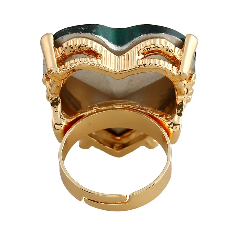 Крупные зеленые кристаллы в форме сердца крупные регулируемые украшения|Кольца|