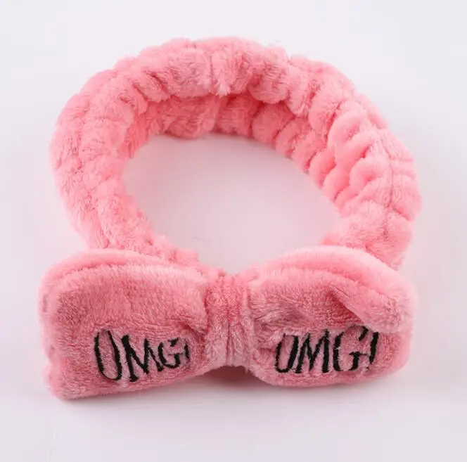 Повязка на голову женская из кораллового флиса с надписью OMG милая цветная