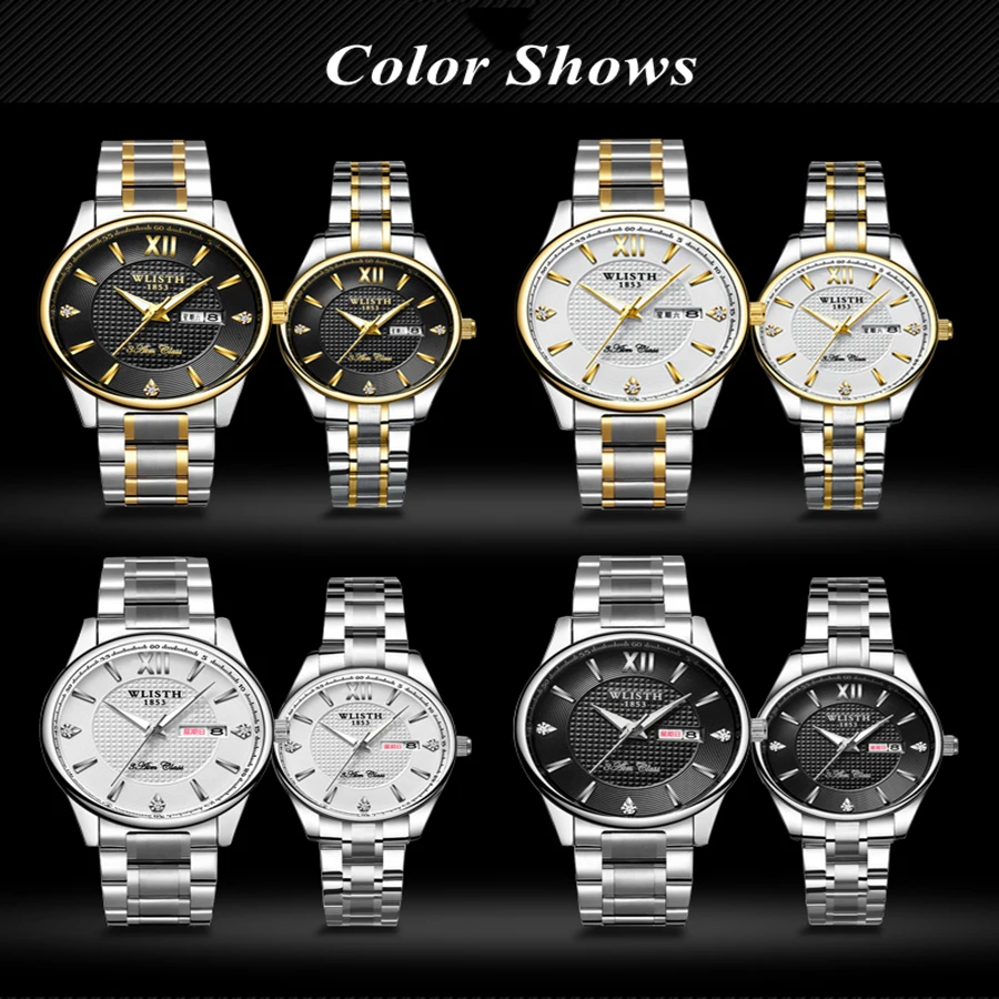 

New WLISTH Dual Date Week Women Watch Waterproof Ladies Bracelet Watches Diamond Dress Woman Watch Luxury Steel Quartz Watches