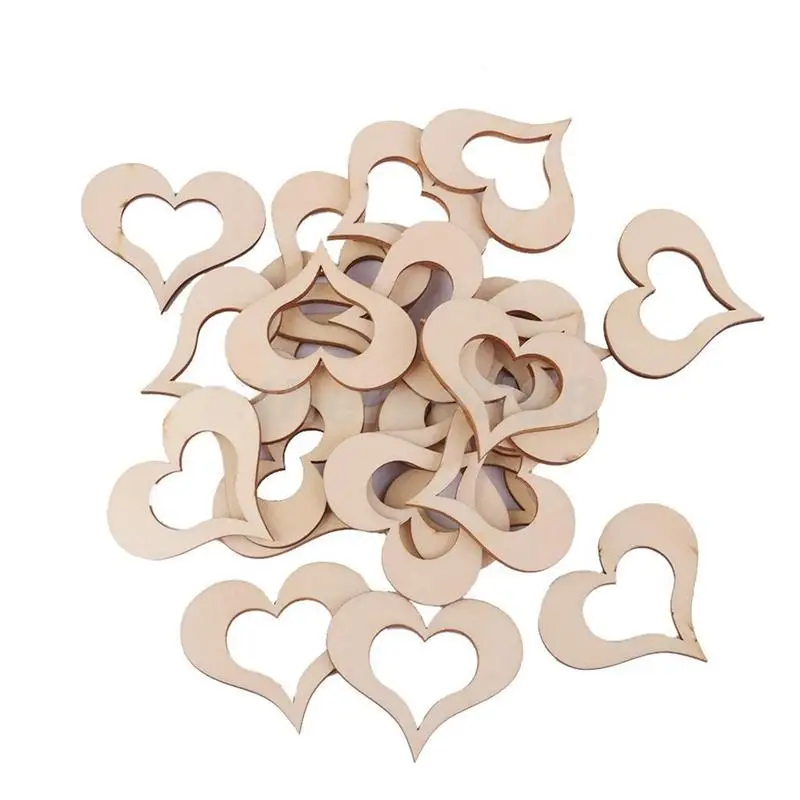 

50 шт. Ломтики для самодельных поделок, Свадебный декор, пустые сердца, украшения для свадебной вечеринки, поделки «сделай сам», Рождественск...