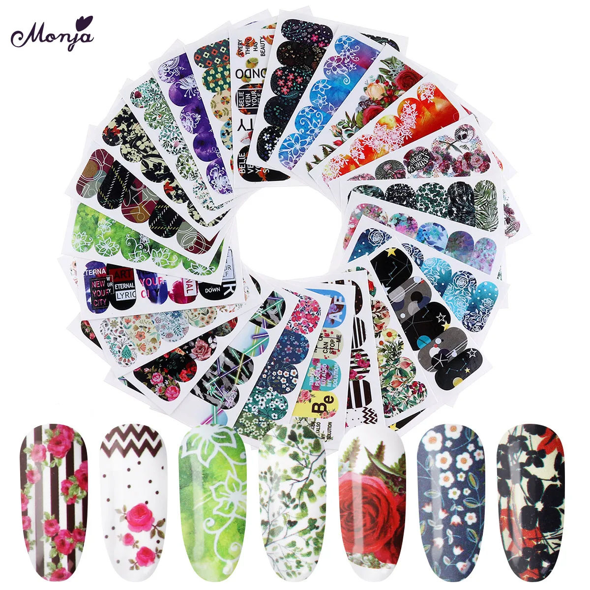 Monja 25 листов/набор переводная наклейка для нейл-арта звездное небо цветок