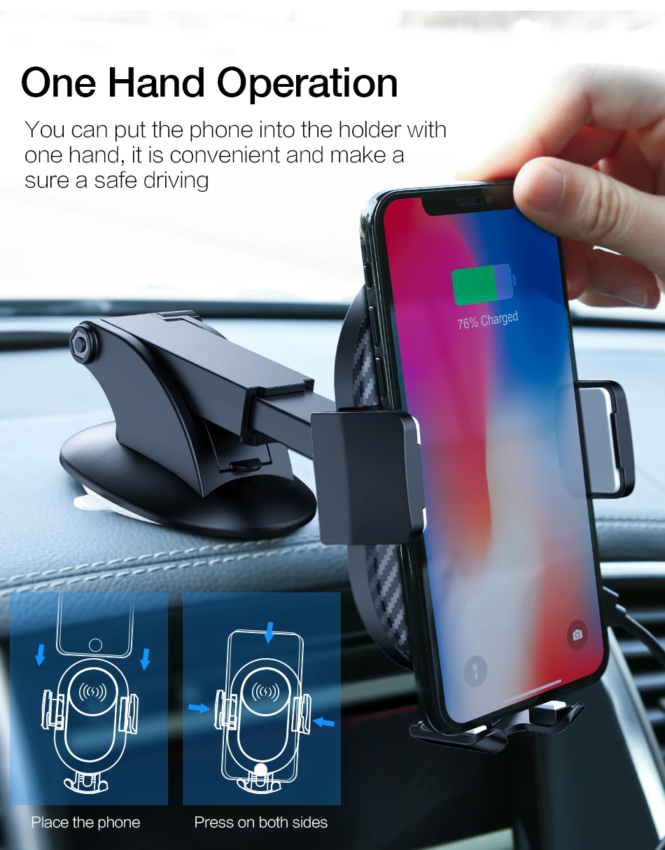 RAXFLY 2 в 1 автомобильное беспроводное зарядное устройство для iPhone X XS Max XR 10 Вт Qi Беспроводная зарядка для samsung S9 S8 автомобильный держатель телефона на вентиляционное отверстие