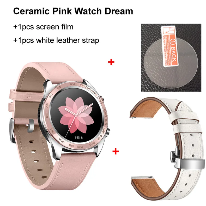 Новинка! Huawei Honor Watch Dream, умные часы, спортивные, для сна, бега, велоспорта, плавания, горы, gps, 1,2 дюймов, AMOLED, цветной экран, 390*390, часы - Цвет: Ceram n Whi Leat str
