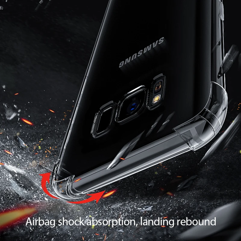 Прозрачный силиконовый чехол из ТПУ для Samsung Galaxy A7 A6 A8 Plus A9 2018 S10 S9 S8 противоударный