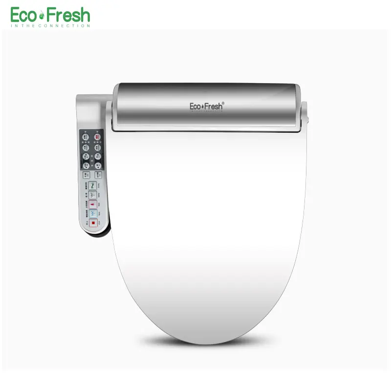 EcoFresh Смарт сиденье для унитаза электрическое биде интеллектуальное сиденье для унитаза с подогревом светодиодное освещение массажный уход для ребенка женщины - Цвет: Silver with English