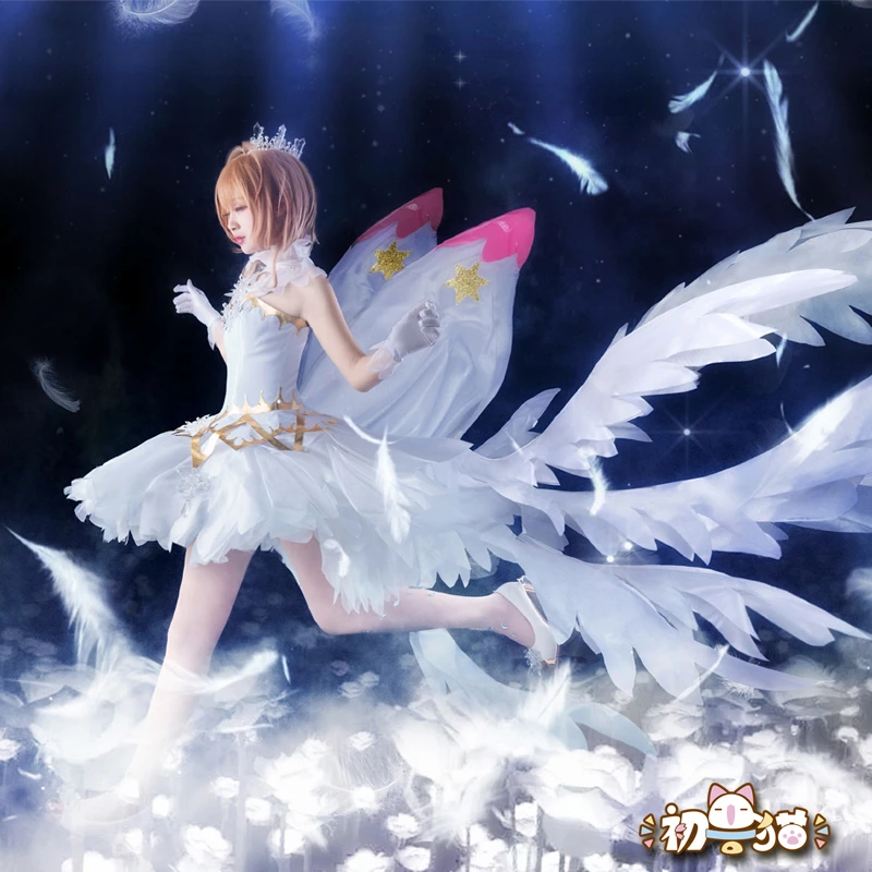 Японское аниме, карточный Captor KINOMOTO SAKURA, прозрачный карточный оп, косплей костюм, женское платье, костюмы для косплея, горячая распродажа