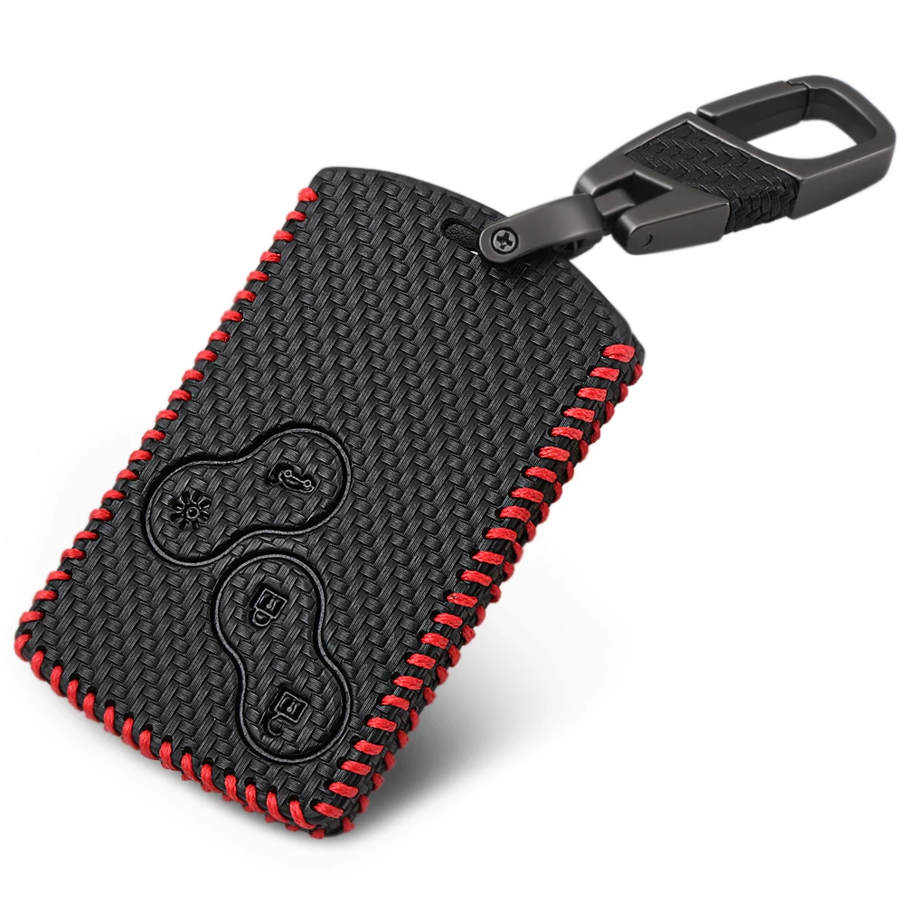 Чехол из углеродной кожи для автомобильного ключа чехол тюнинга автомобиля Renault