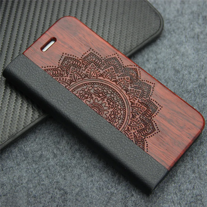 Ретро кожаный флип чехол для Samsung Galaxy S8 S7 edge S9 Plus натуральная настоящая деревянная