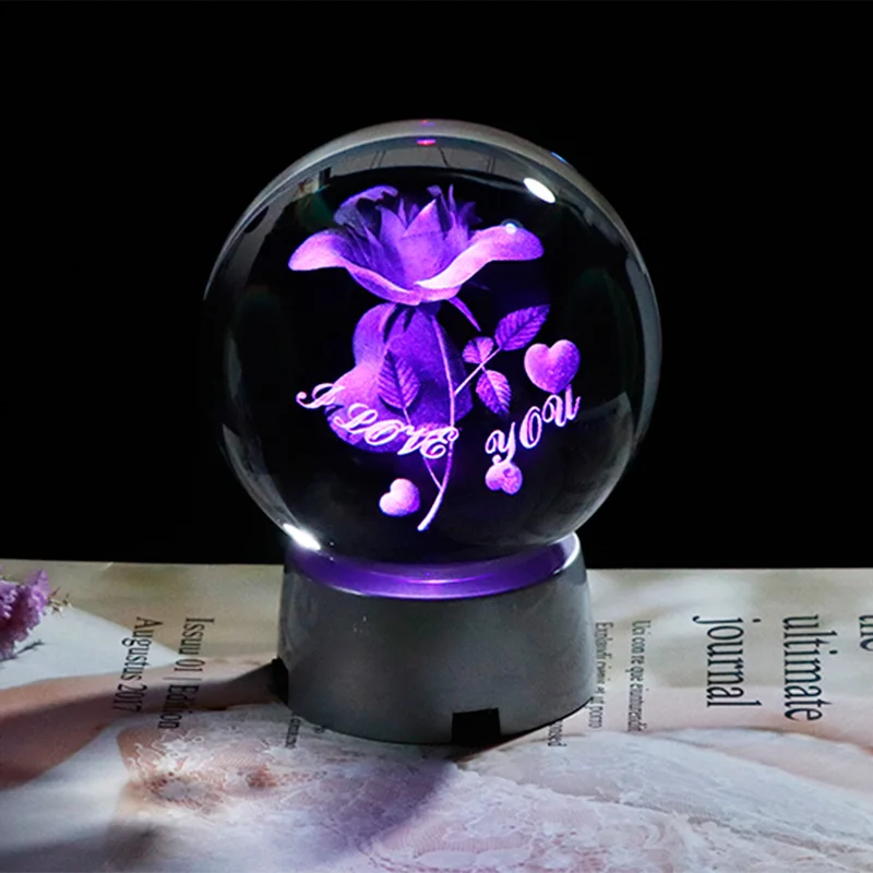 Rose ball and base 3D Хрустальный Подарок Роза свадебные подарки для гостей Романтические свадебные сувениры подарок на день рождения подарок подруге вечерние сувениры - Цвет: Rose ball and base