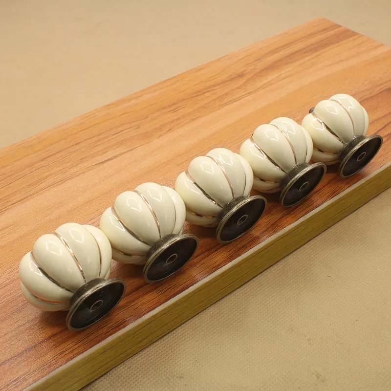 KAK Ceramic Drawer Knobs 40mm Cabinet Pulls Kitchen Handles Cartoon Pumpkin Furniture Handle for Kids Room Furniture Hardware