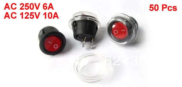 50 шт. красный сигнал вкл/выкл 2 Позиции SPST Круглый лодочный кулисный
