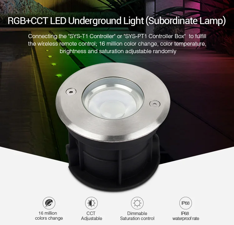 SYS-RD1 Light Milight 5 W RGB+ CCT светодиодный подземный свет SYS-RD1 Водонепроницаемый подчиненных лампа наружного освещения телефон APP/WI-FI/Amazon голос Управление - Испускаемый цвет: SYS-RD1 Light