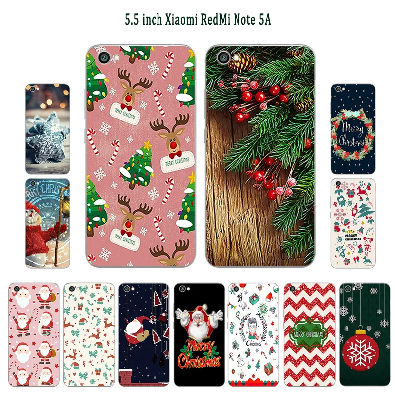 Черный чехол для Xiaomi Redmi Note 5A задняя крышка Рождественский день расписанный