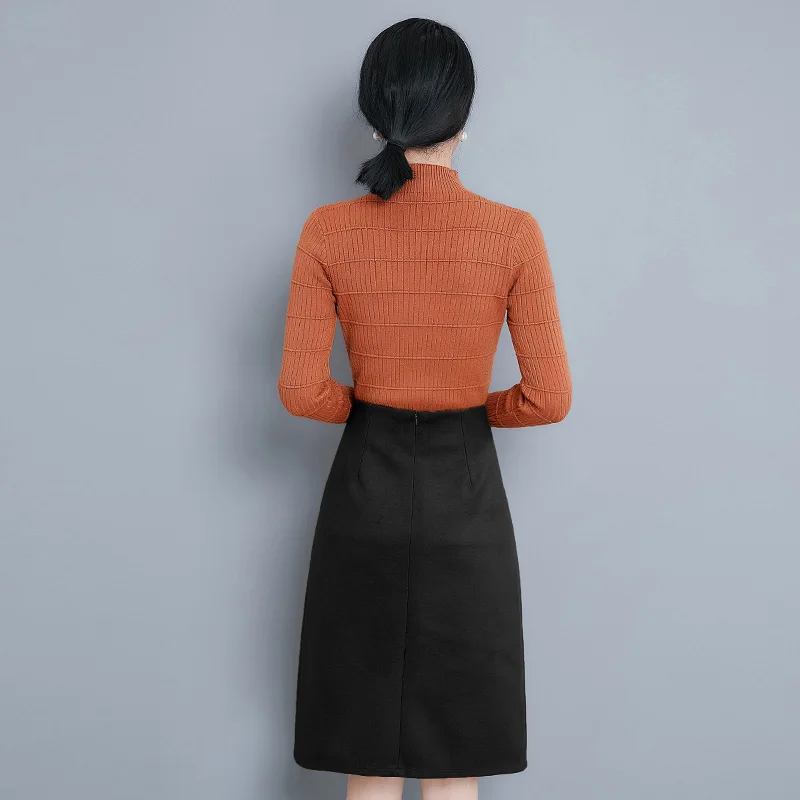 4XL офисные женские шерстяные юбки женская новая осенне зимняя юбка облегающая