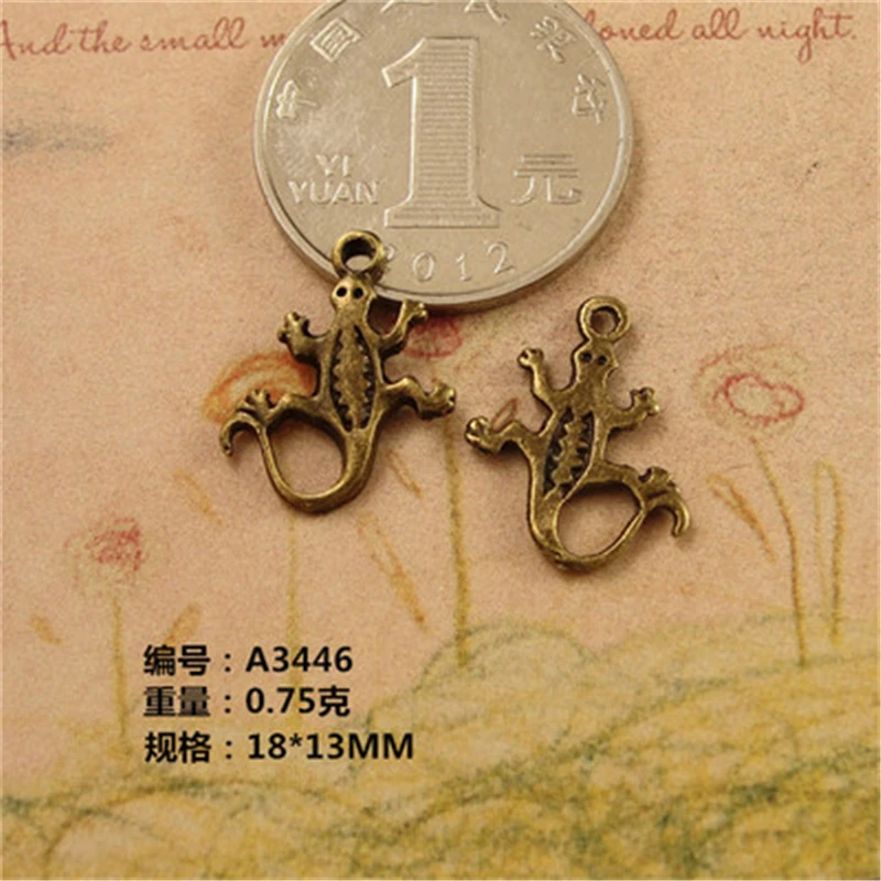 

BoYuTe (200 Pieces /lot) 18*13MM Charms Gecko Lizard Antique Bronze Plated Pendants Jewelry Making Diy Handmade Craft
