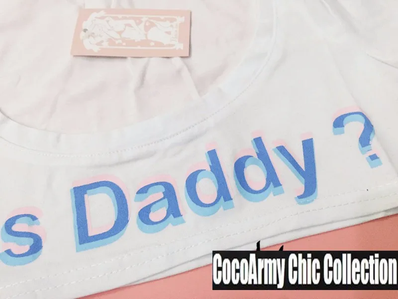 Yes Daddy сексуальное нижнее белье Бюстье укороченный топ, ночной сон обрезанный, Лолита Daddys девушка футболки, эротический Косплей пижамы Bralette