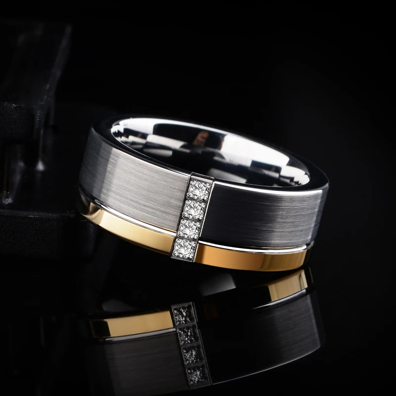 Мужские кольца 2021 ширина 8 мм кольцо из карбида вольфрама с 4 шт. кубического