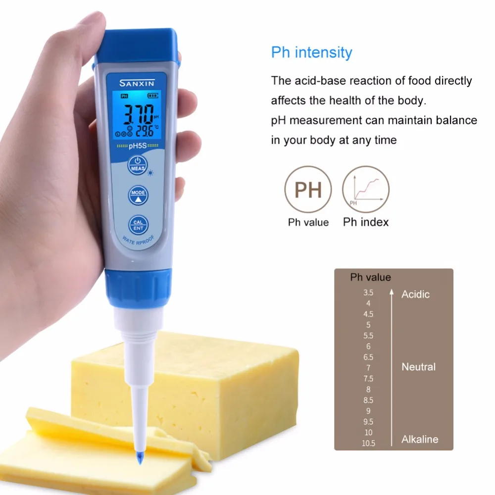 Yieryi pH5S ph-метр диапазон:-2,00~ 16,00 ph значение водонепроницаемый тип Ручки Цифровой пищевой pH тестер для сыра и фруктов