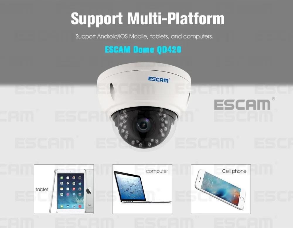Escam QD420 купольная IP камера H.265 4MP 1520P Onvif P2P IR наружного наблюдения ночного видения безопасности CCTV камера Android iPhone