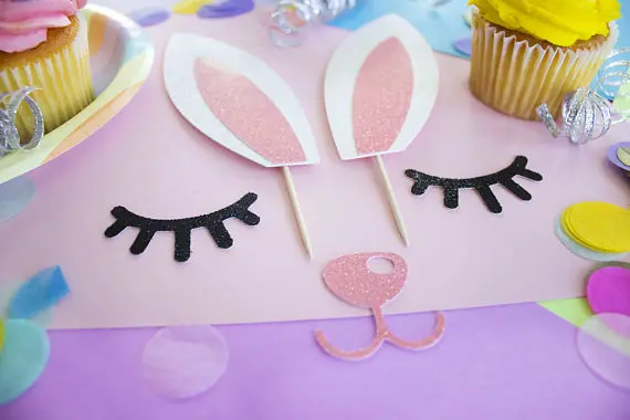 Omilut Easter Birthday Party Rabbit lovely Cake Topper Baby Shower Girl Decor Wedding |