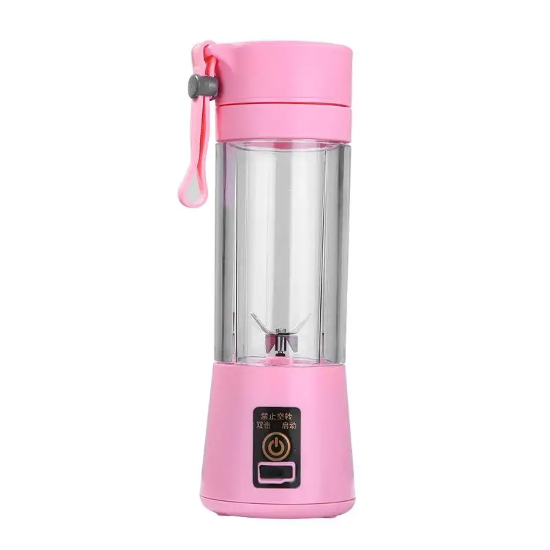 4 Blades Pink 380 мл 2/4/6 блендер соковыжималка чашки USB Перезаряжаемые электрический автомат для заливания постного Цитрусовые фрукты апельсин Сок чайник чашка-миксер для бутылок - Цвет: 4 Blades Pink