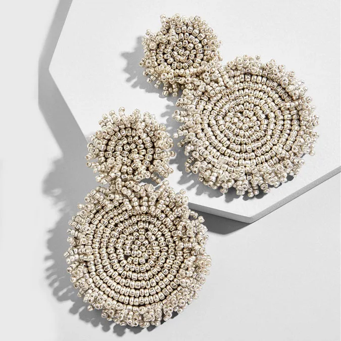 Beaded Silver Color Лучшие модные женские серьги ручной работы из бисера для свадебной вечеринки, подарок BA, Модный Специальный подарок, серьги-капли с кисточками и цветами - Окраска металла: Beaded Silver Color