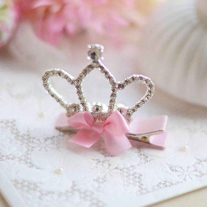 Style 10 pink Wecute/1 шт., новинка, блестящая заколка для волос в форме короны, аксессуары для волос для маленьких девочек, повязка на голову принцессы с кристаллами для маленьких детей - Цвет: Style 10 pink