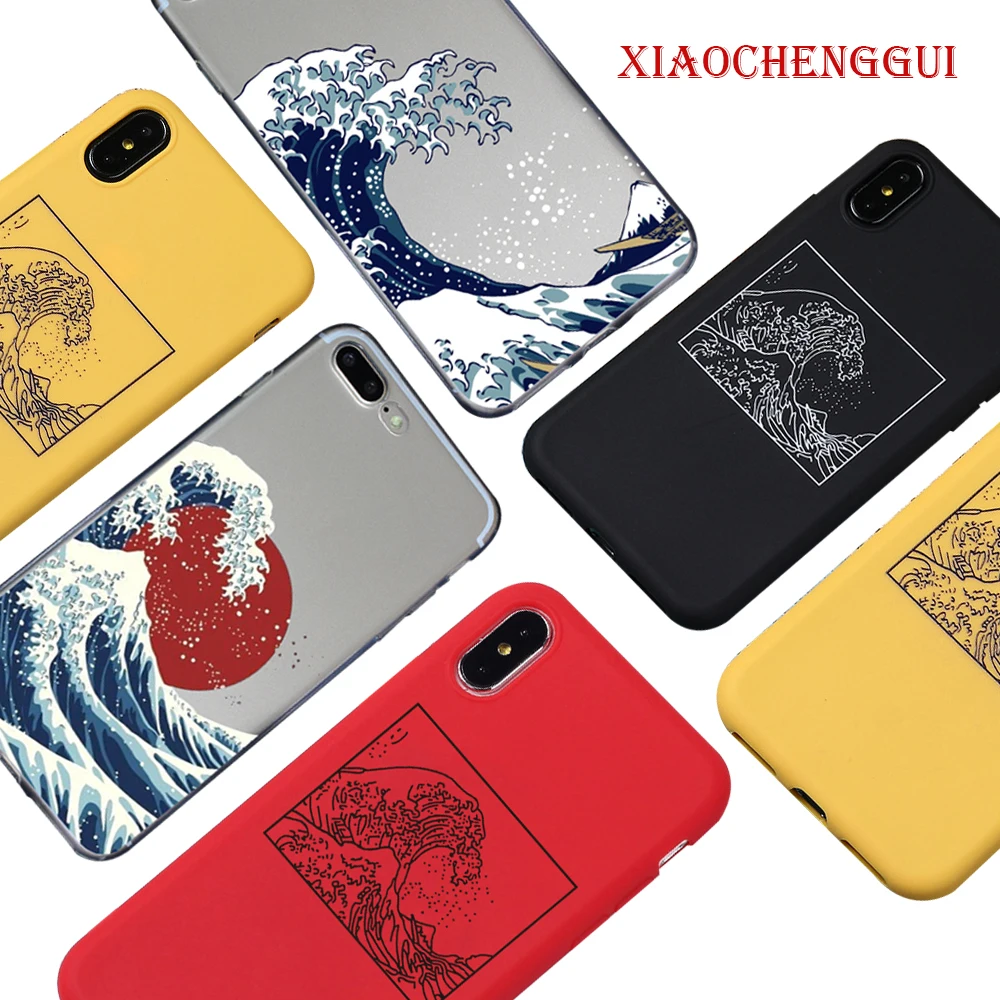 Чехол для iphone x xs с надписью Great Wave off Kanagawa мягкий чехол телефона чехлы iPhone 6 6S 6s 7 8 Plus