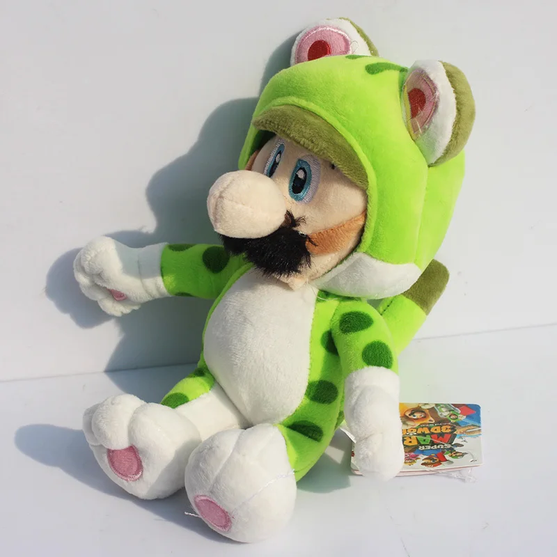 Супер Марио 3D мир Бесплатная доставка зеленый кот LUIGI Плюшевые игрушки с тегом
