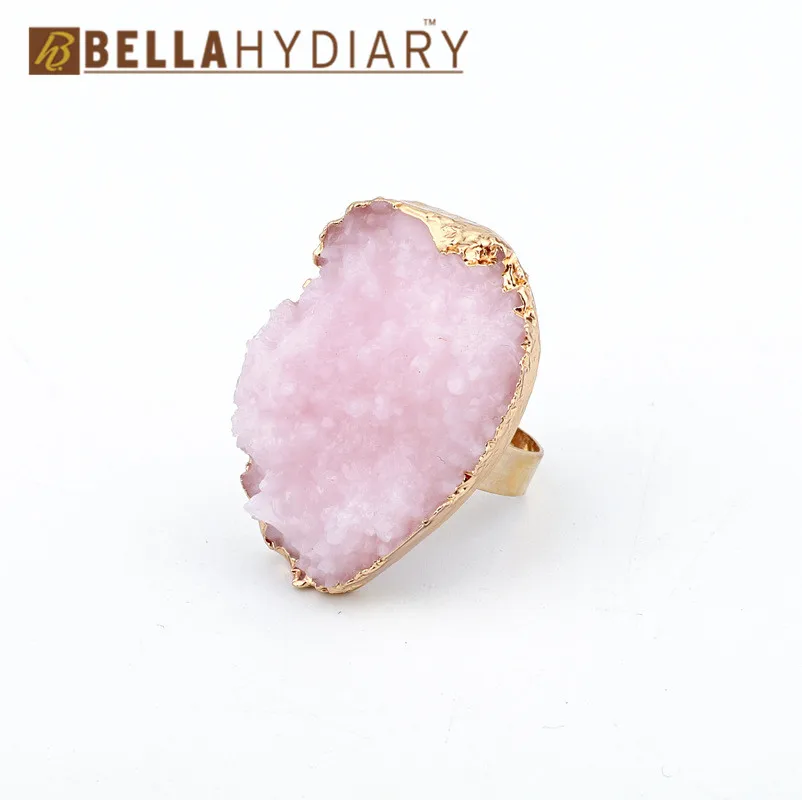 Винтажное кольцо Boho Bijoux Druzy из смолы, открытое регулируемое кольцо для женщин, подарки, свадебные кольца для женщин, аксессуары, ювелирные изделия Joyas