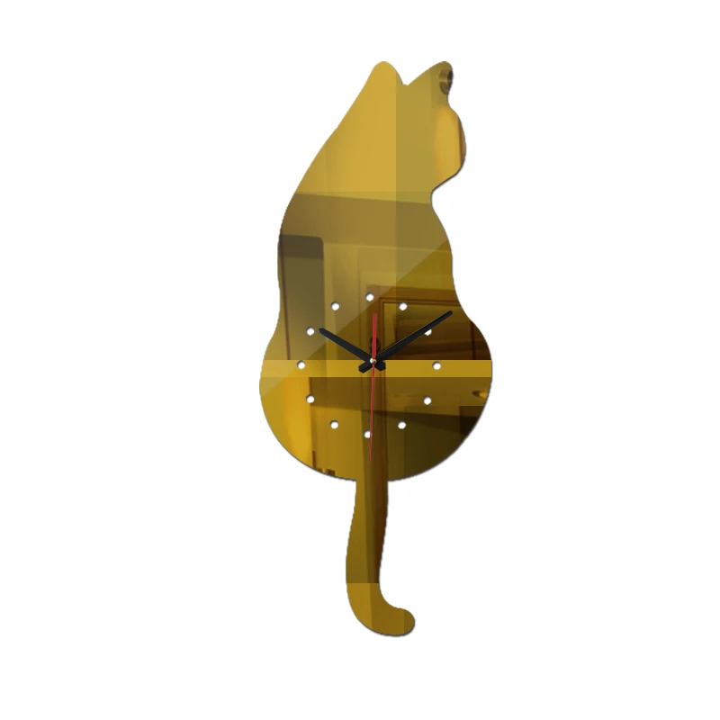 new sale diy wall clock cat quartz watch clocks acrylic mirror sticker home decoration living room still life stickers|Настенные часы| |