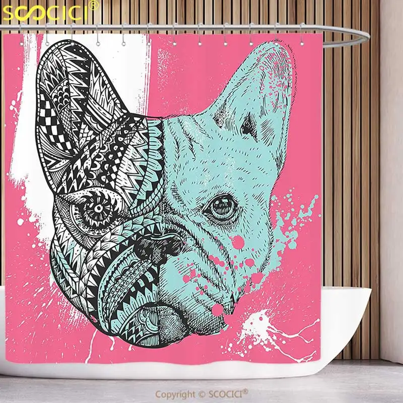 Уникальная душевая занавеска современный французский бульдог разделенный с