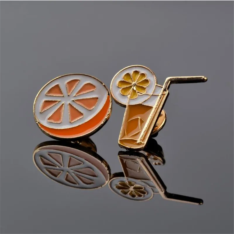 Мультфильм кавайные кокосовые пальмы оранжевый значки на Броши рюкзак Ткань