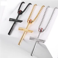 hot new fashion crystals cross square pendent european dog tag charm chain necklace