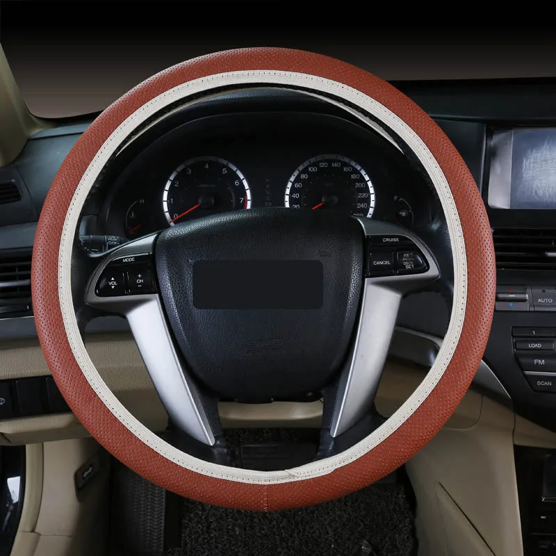 Чехол рулевого колеса автомобиля кожаный размер 38 см для VW Skoda Chevrolet Ford Nissan и т. д. 95% автомобилей
