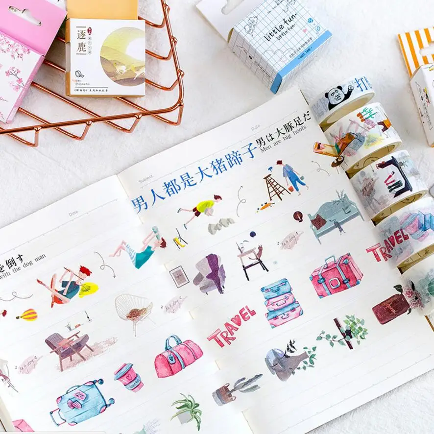 15 мм X 7 м милые Lotkawaii цветок еда Животные декоративные васи ленты DIY Скрапбукинг