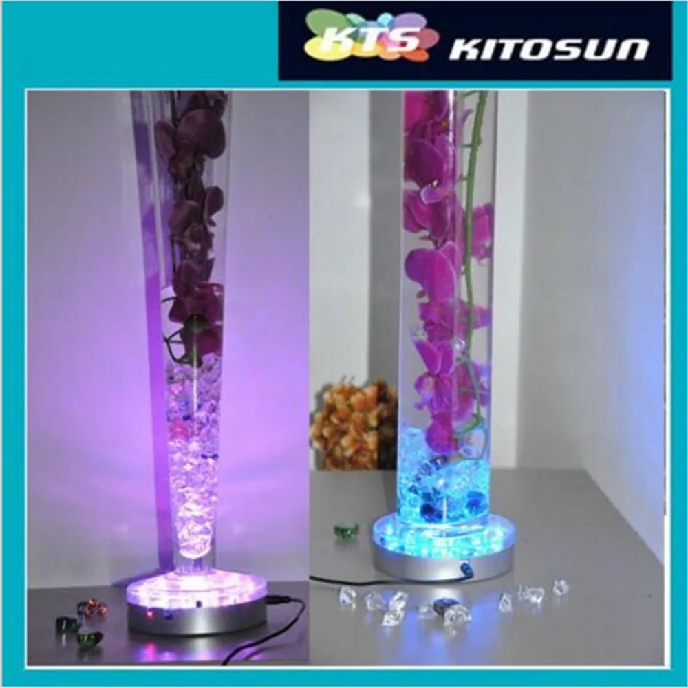(3pieces/ lot) Wedding Table Centerpiece Lighting Remote Controlled RGB Colors Changing with Adapter 6INCH LED Light Base