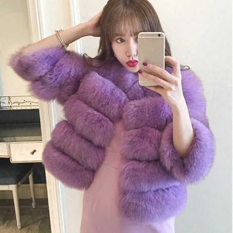 S-3XL Женское пальто из лисьего меха зимнее модное серое пальто из искусственного меха элегантная Толстая Теплая Верхняя одежда куртка из искусственного меха черный розовый PC148