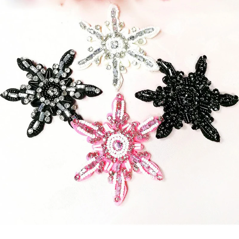 5 шт./лот нашивки с вышитыми блестками и снежинками ручной работы для одежды