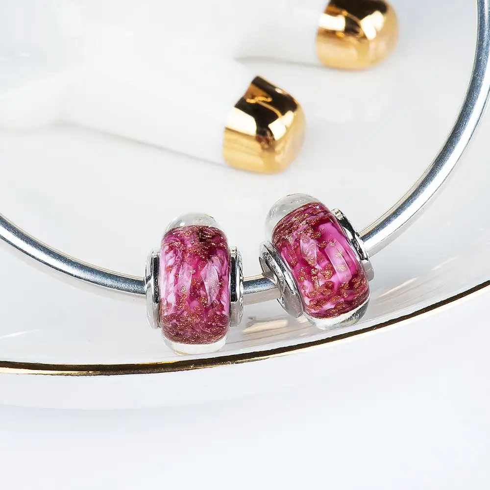 Бусины из муранского стекла с маленькой золотой звездой подвески для браслетов