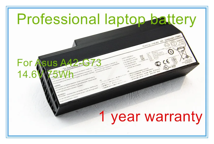14.6V 75Wh Original A42-G73 battery for G73 G73J G73jh G53 series laptop A42-G73 bateria Free shipping