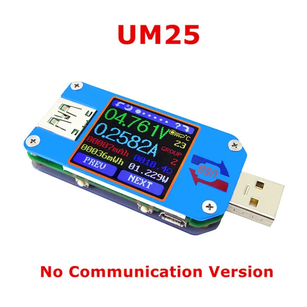 UM25 UM34/UM34C UM24/UM24C UM25/UM25C цветной ЖК-дисплей USB тестер напряжения измеритель тока Вольтметр Измерение заряда батареи - Цвет: UM25