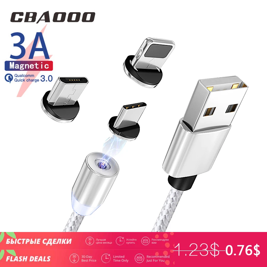 2 м 3 А Магнитный зарядный Micro USB кабель usb type C кабель для iPhone X XR samsung Xiaomi Мобильный телефон QC3.0 быстрое магнитное зарядное устройство