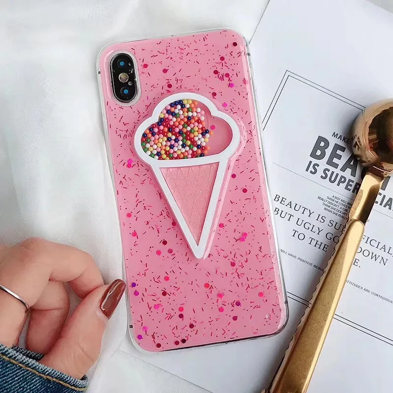 Горячая Мода 3D динамический розовый мороженое чехол для телефона Iphone 6 Plus X
